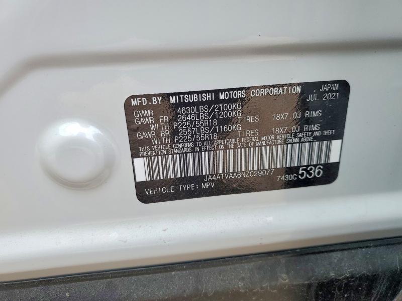 2022 Mitsubishi Eclipse Cross მანქანა იყიდება აუქციონზე, vin: JA4ATVAA6NZ029077, აუქციონის ნომერი: 50417576