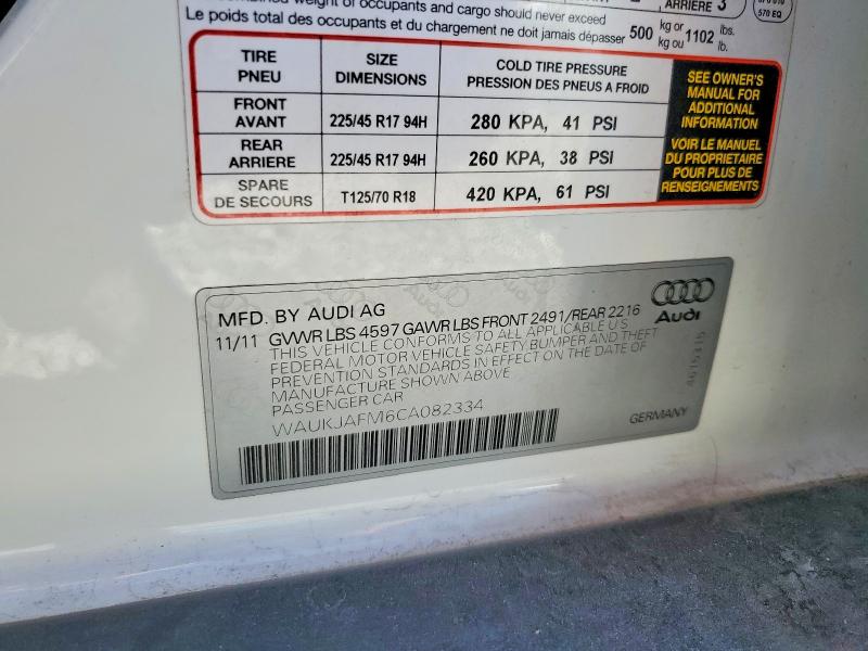 2012 Audi A3 მანქანა იყიდება აუქციონზე, vin: WAUKJAFM6CA082334, აუქციონის ნომერი: 50667926