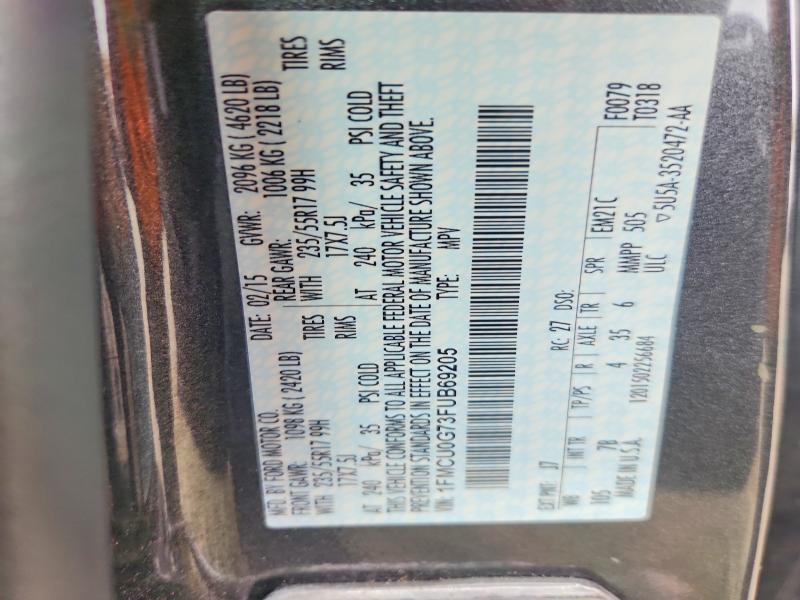 2015 Ford Escape მანქანა იყიდება აუქციონზე, vin: 1FMCU0G73FUB69205, აუქციონის ნომერი: 51473666