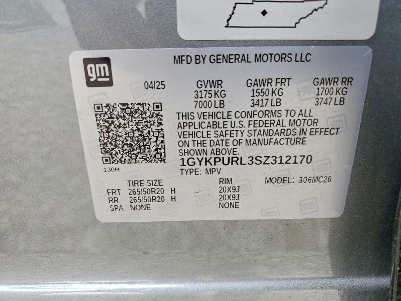 2025 Cadillac Lyriq მანქანა იყიდება აუქციონზე, vin: 1GYKPURL3SZ312170, აუქციონის ნომერი: 51488746