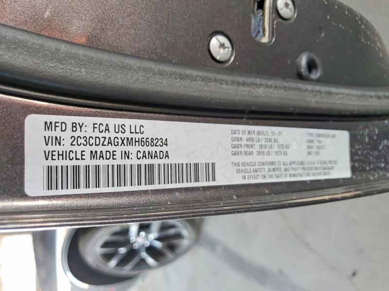 49768976 :رقم المزاد ، 2C3CDZAGXMH668234 vin ، 2021 Dodge Challenger مزاد بيع