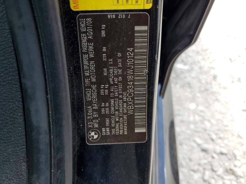 Продажа на аукционе авто 2008 Bmw X3 3.0si, vin: WBXPC93418WJ10124, номер лота: 50734116