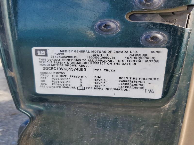Aukcja sprzedaży 2003 Chevrolet Silverado, vin: 2GCEC19V531374095, numer aukcji: 51291436