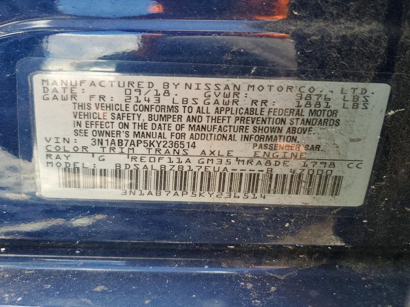 Aukcja sprzedaży 2019 Nissan Sentra, vin: 3N1AB7AP5KY236514, numer aukcji: 48241396