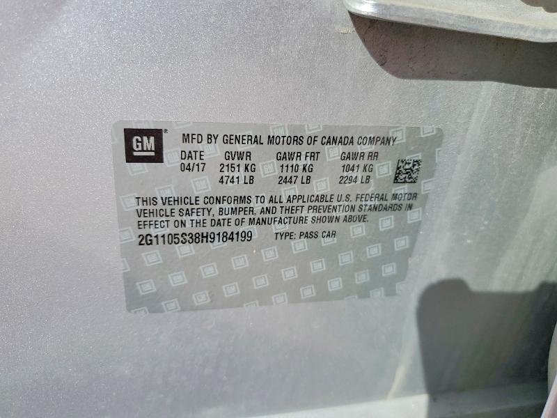 48649426 :رقم المزاد ، 2G1105S38H9184199 vin ، 2017 Chevrolet Impala مزاد بيع