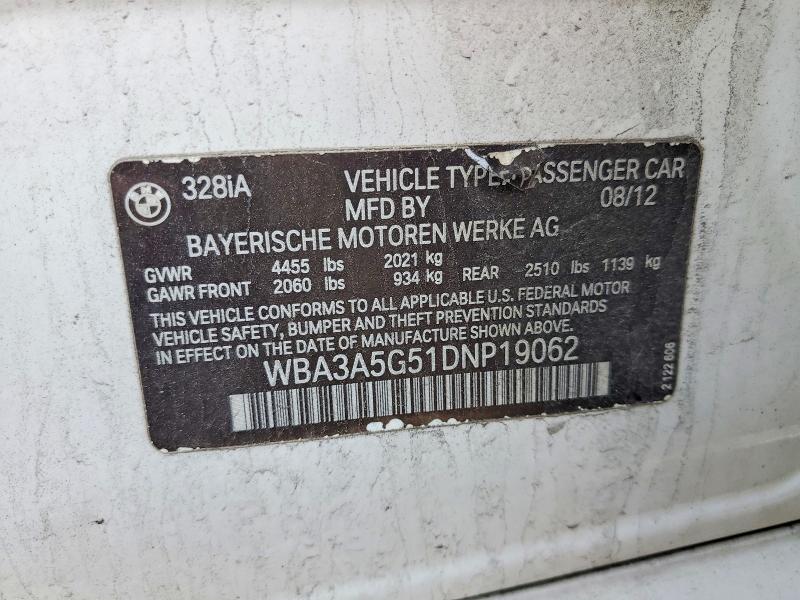 Продаж на аукціоні авто 2013 Bmw 328, vin: WBA3A5G51DNP19062, номер лоту: 50801426