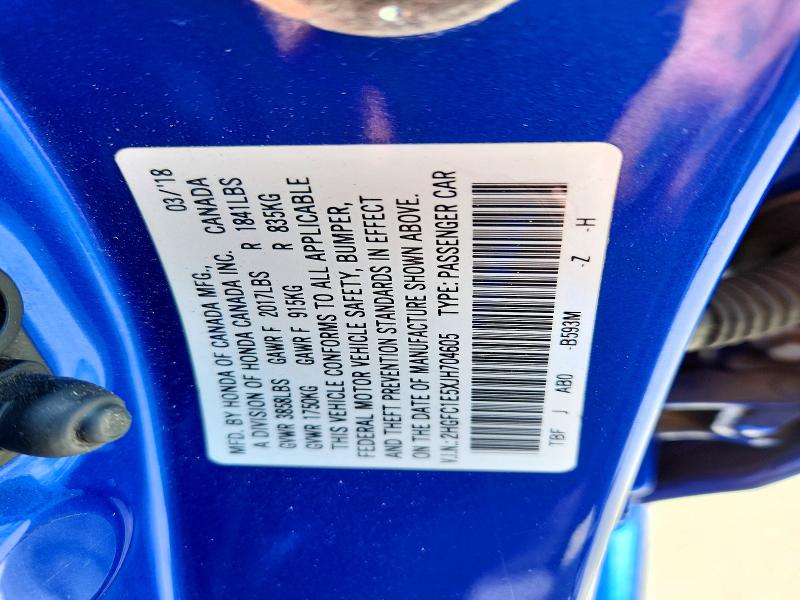Продажа на аукционе авто 2018 Honda Civic, vin: 2HGFC1E5XJH704605, номер лота: 50105666