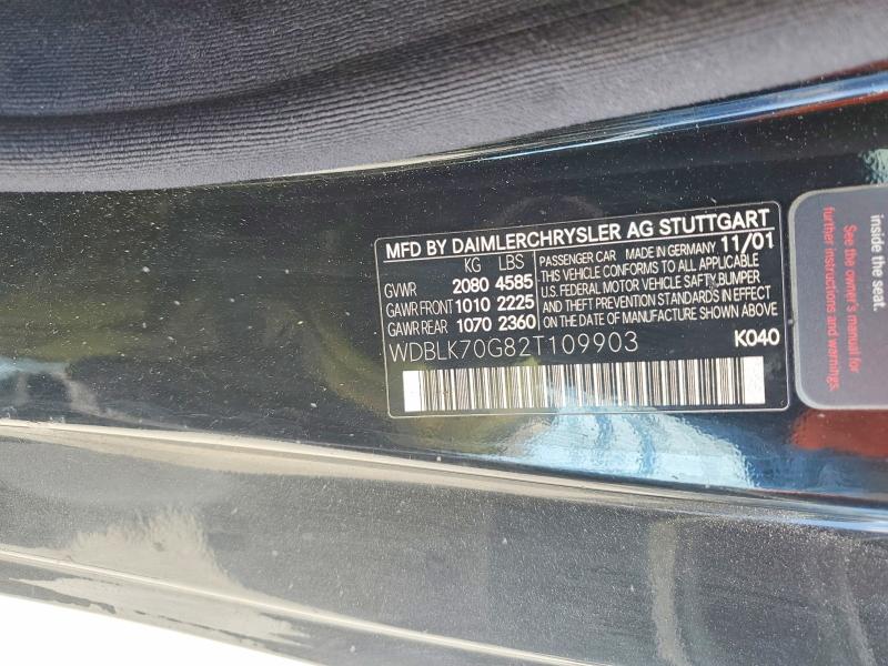 Продаж на аукціоні авто 2002 Mercedes-benz Clk, vin: WDBLK70G82T109903, номер лоту: 51646136