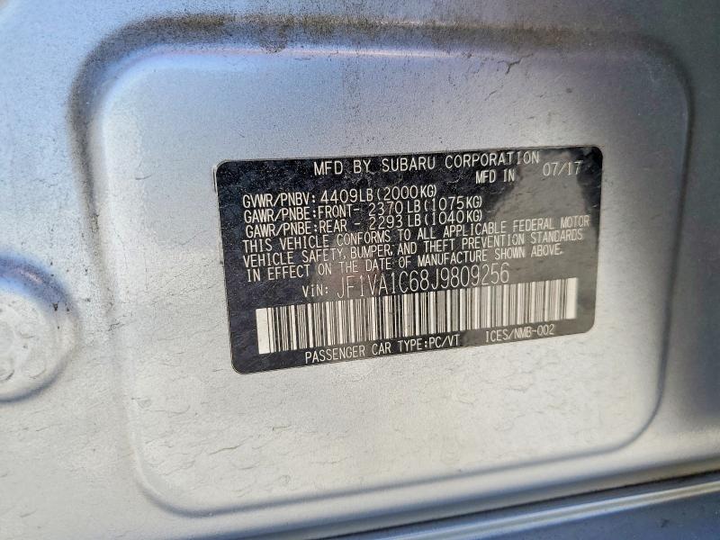 Продаж на аукціоні авто 2018 Subaru Wrx, vin: JF1VA1C68J9809256, номер лоту: 50671206