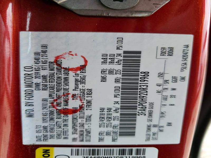 50422986 :رقم المزاد ، 3FA6P0H92DR319968 vin ، 2013 Ford Fusion مزاد بيع