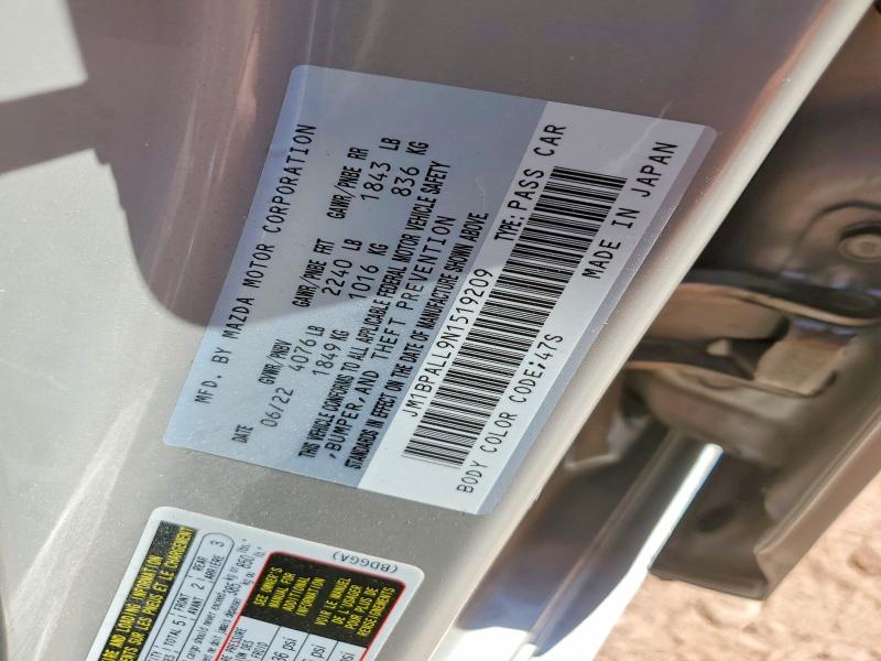 Продаж на аукціоні авто 2022 Mazda 3, vin: JM1BPALL9N1519209, номер лоту: 49301766