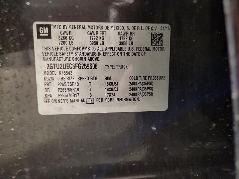 Продажа на аукционе авто 2015 Gmc Sierra, vin: 3GTU2UEC3FG259608, номер лота: 48412646