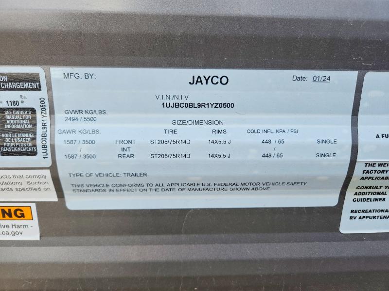 51359876 :رقم المزاد ، 1UJBC0BL9R1YZ0500 vin ، 2024 Jay Jayflight مزاد بيع