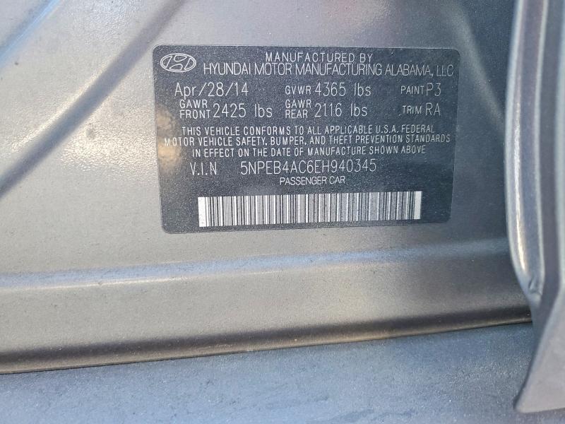 50049346 :رقم المزاد ، 5NPEB4AC6EH940345 vin ، 2014 Hyundai Sonata مزاد بيع