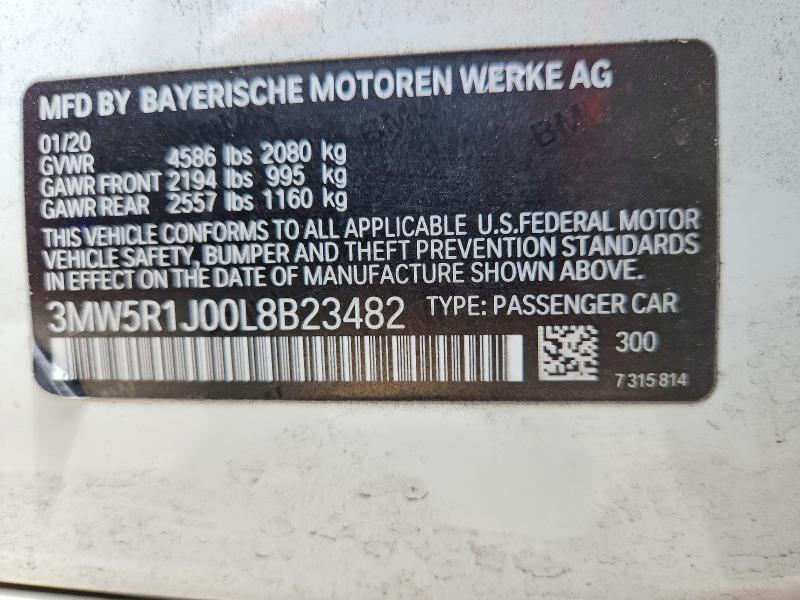 Продажа на аукционе авто 2020 Bmw 330i, vin: 3MW5R1J00L8B23482, номер лота: 51825276