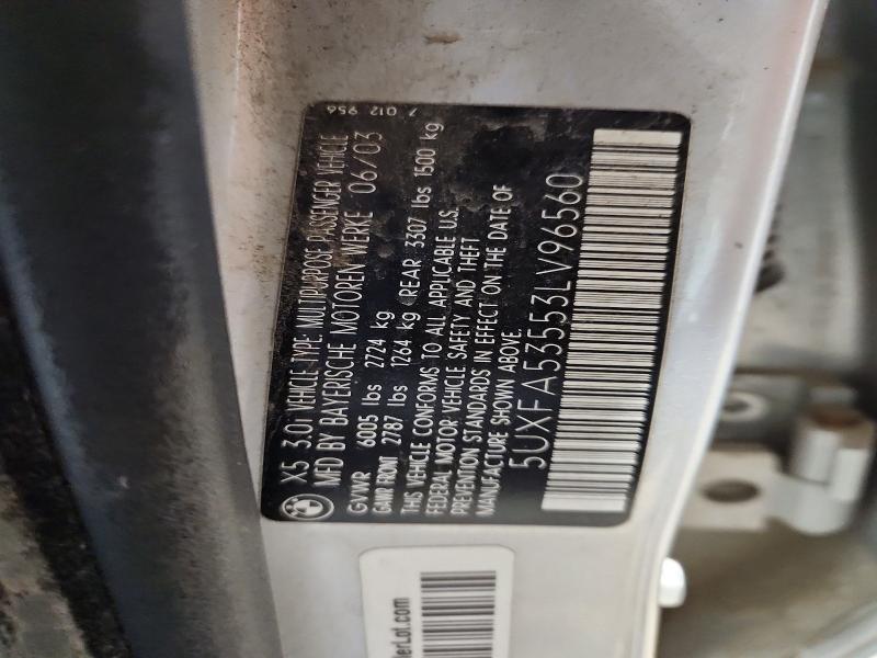 Aukcja sprzedaży 2003 Bmw X5, vin: 5UXFA53553LV96560, numer aukcji: 49679776