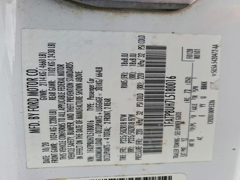 Продажа на аукционе авто 2020 Ford Mustang, vin: 1FATP8UH7L5180016, номер лота: 50063456