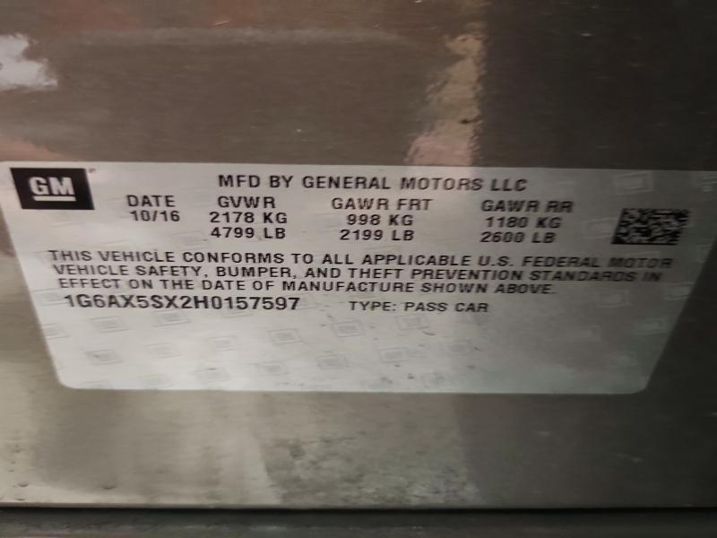 2017 Cadillac Cts მანქანა იყიდება აუქციონზე, vin: 1G6AX5SX2H0157597, აუქციონის ნომერი: 47811406
