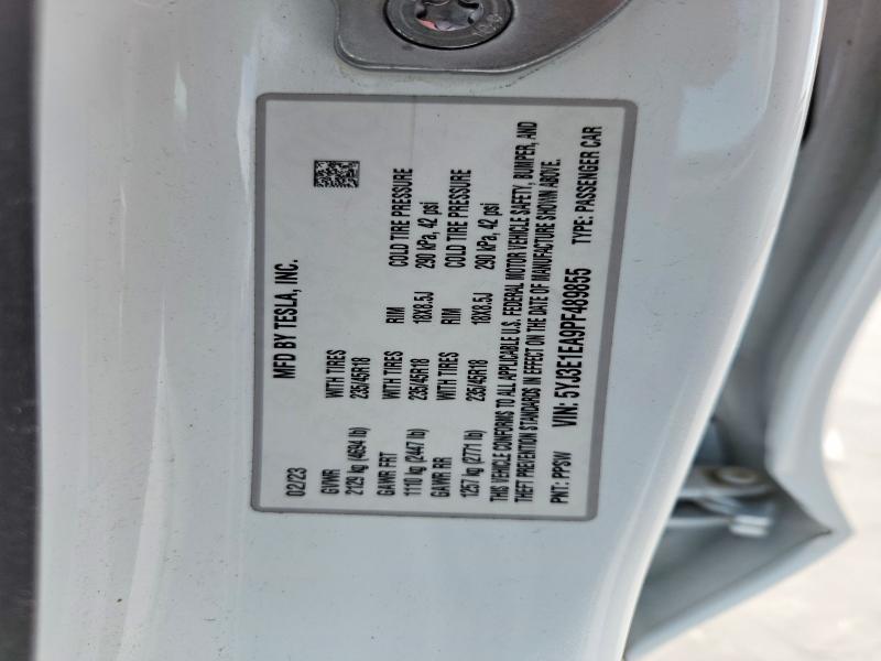 Aukcja sprzedaży 2023 Tesla Model 3, vin: 5YJ3E1EA9PF489855, numer aukcji: 48450356