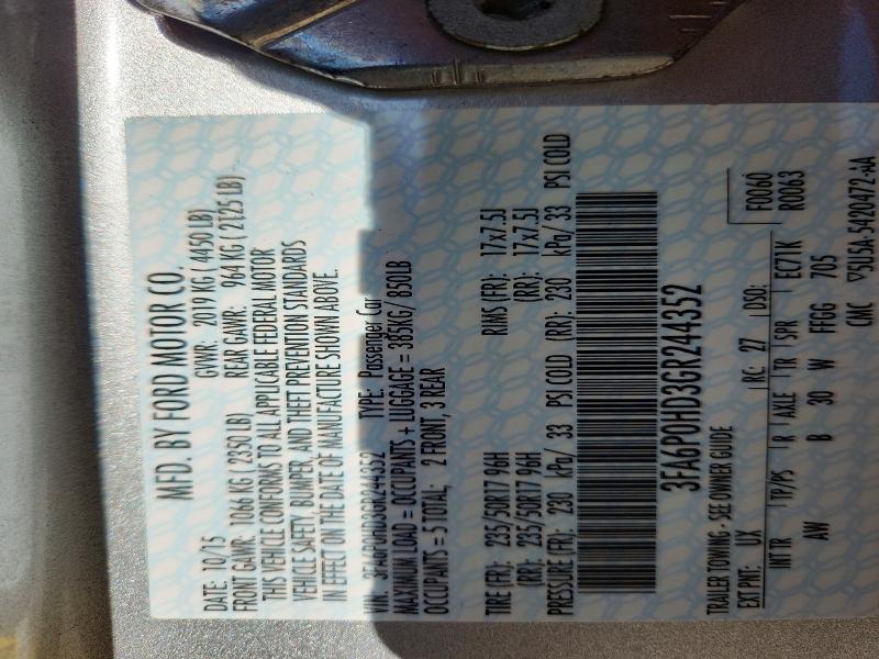 Aukcja sprzedaży 2016 Ford Fusion, vin: 3FA6P0HD3GR244352, numer aukcji: 48912446