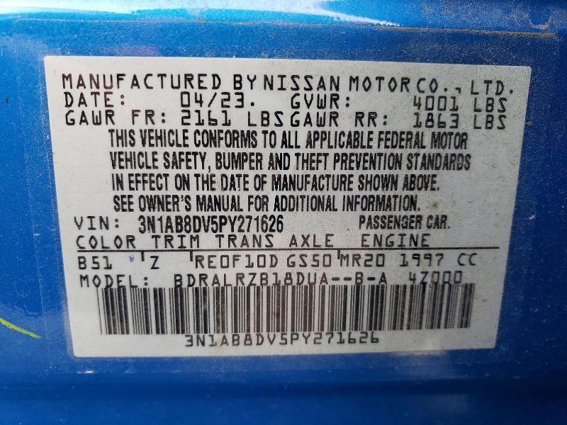 2023 Nissan Sentra მანქანა იყიდება აუქციონზე, vin: 3N1AB8DV5PY271626, აუქციონის ნომერი: 47050886