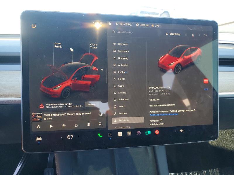 Продажа на аукционе авто 2022 Tesla Model Y, vin: 7SAYGDEE7NF481077, номер лота: 48808526