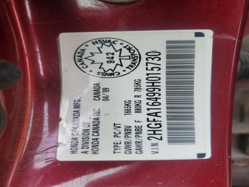Aukcja sprzedaży 2009 Honda Civic, vin: 2HGFA16499H015730, numer aukcji: 48681216