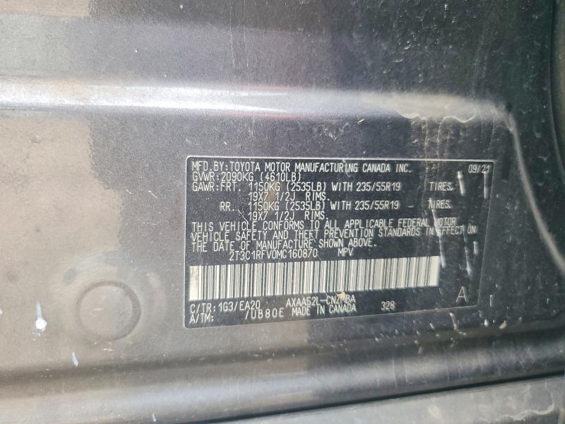 Продажа на аукционе авто 2021 Toyota Rav4, vin: 2T3C1RFV0MC160870, номер лота: 51784466