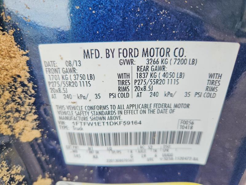 Aukcja sprzedaży 2013 Ford F150, vin: 1FTFW1ET1DKF59164, numer aukcji: 49031936