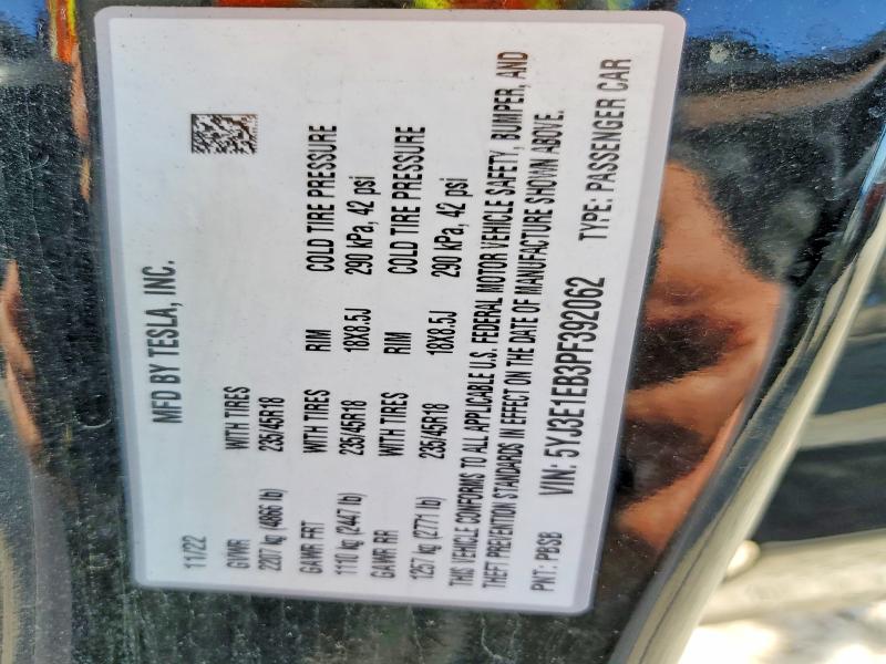 Продажа на аукционе авто 2023 Tesla Model 3, vin: 5YJ3E1EB3PF392062, номер лота: 48501766