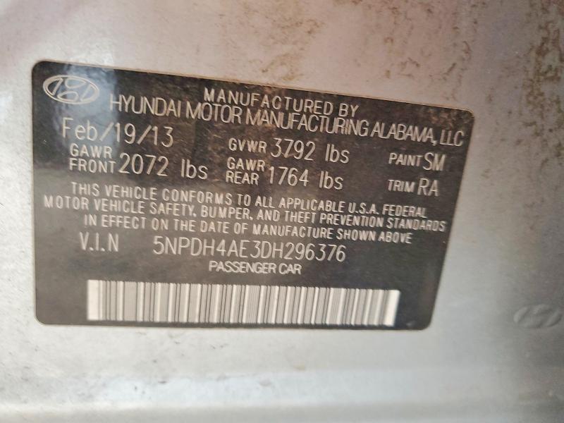 Продаж на аукціоні авто 2013 Hyundai Elantra, vin: 5NPDH4AE3DH296376, номер лоту: 49968436