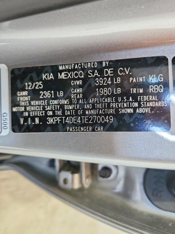 Продаж на аукціоні авто 2026 Kia K4, vin: 3KPFT4DE4TE270049, номер лоту: 50652066