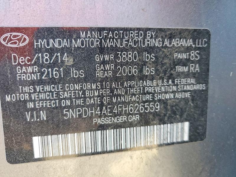 Aukcja sprzedaży 2015 Hyundai Elantra, vin: 5NPDH4AE4FH626559, numer aukcji: 51167676