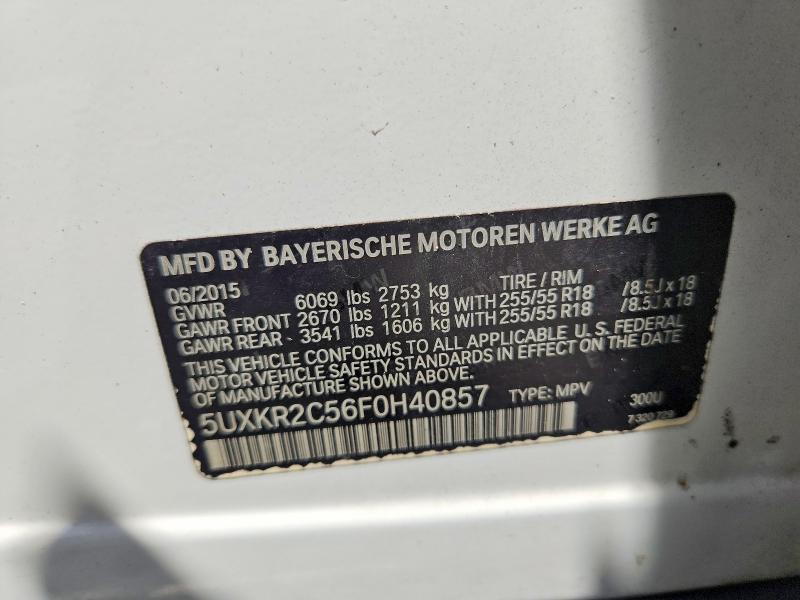 50558706 :رقم المزاد ، 5UXKR2C56F0H40857 vin ، 2015 Bmw X5 مزاد بيع