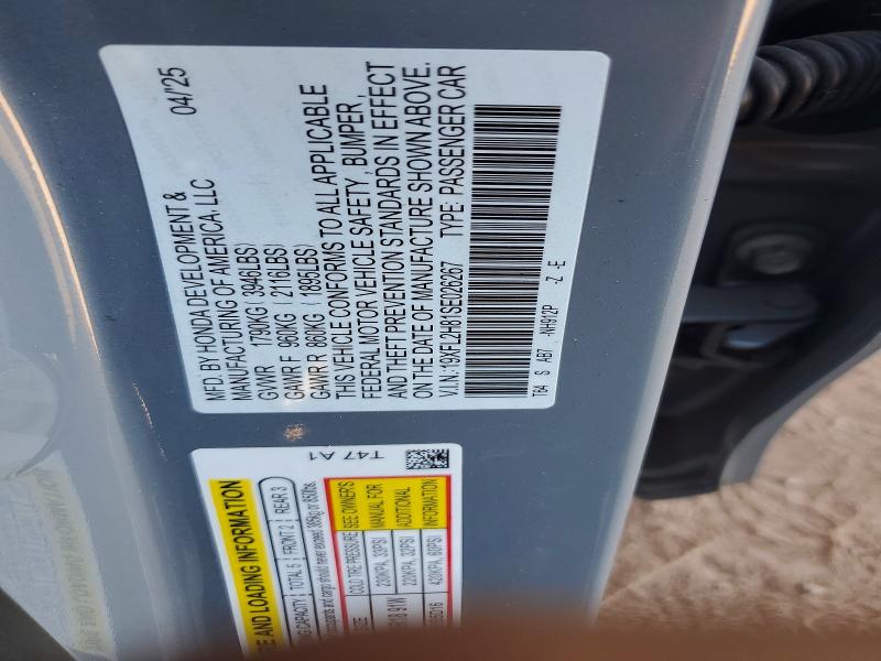 49029566 :رقم المزاد ، 19XFL2H81SE026267 vin ، 2025 Honda Civic مزاد بيع