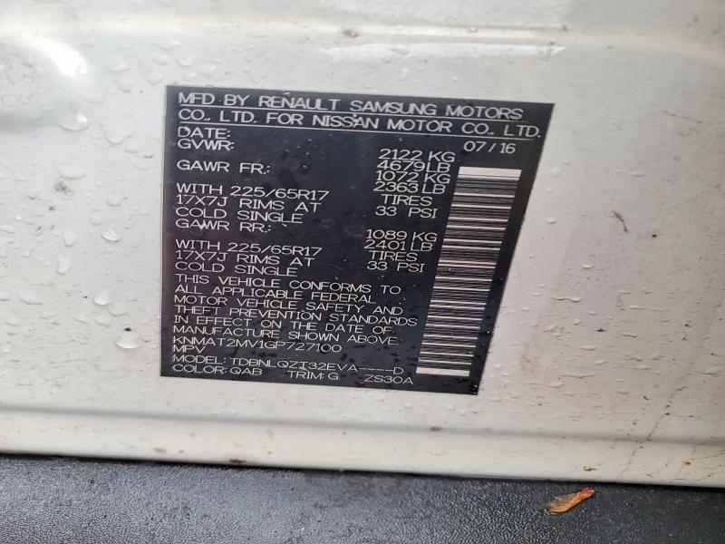 2016 Nissan Rogue მანქანა იყიდება აუქციონზე, vin: KNMAT2MV1GP727100, აუქციონის ნომერი: 47658066