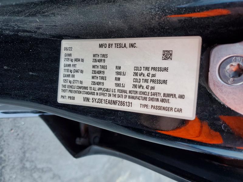 Aukcja sprzedaży 2022 Tesla Model 3, vin: 5YJ3E1EA8NF286131, numer aukcji: 50444526