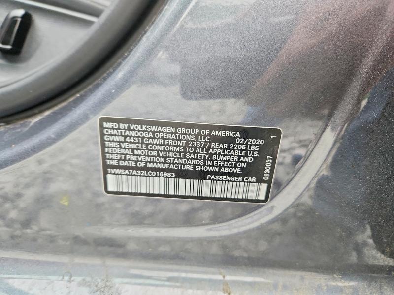 Продаж на аукціоні авто 2020 Volkswagen Passat, vin: 1VWSA7A32LC016983, номер лоту: 51865576