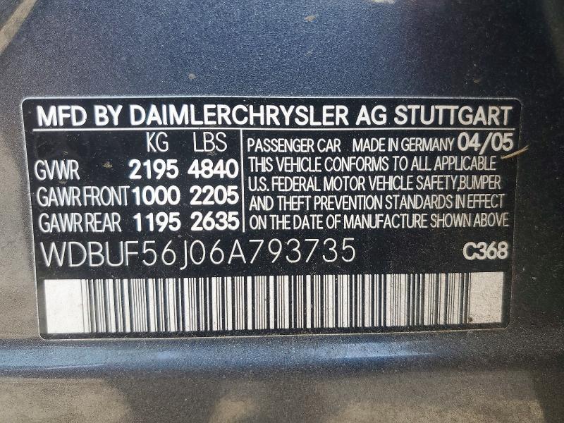 Aukcja sprzedaży 2006 Mercedes-benz E, vin: WDBUF56J06A793735, numer aukcji: 51122046