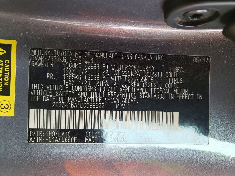 Aukcja sprzedaży 2013 Lexus Rx 350, vin: 2T2ZK1BA4DC088622, numer aukcji: 48067336