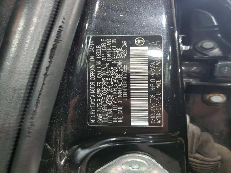2014 Toyota Prius C მანქანა იყიდება აუქციონზე, vin: JTDKDTB39E1070586, აუქციონის ნომერი: 49862386