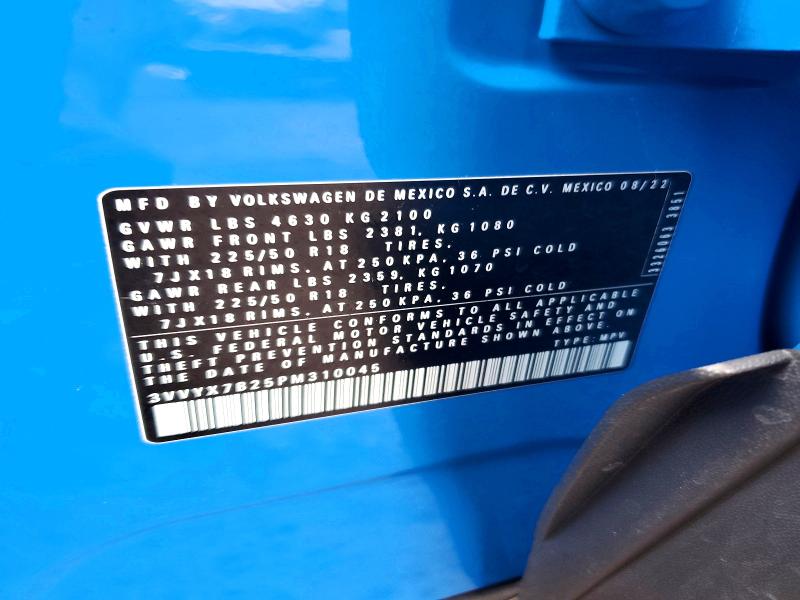 Aukcja sprzedaży 2023 Volkswagen Taos, vin: 3VVYX7B25PM310045, numer aukcji: 49774636