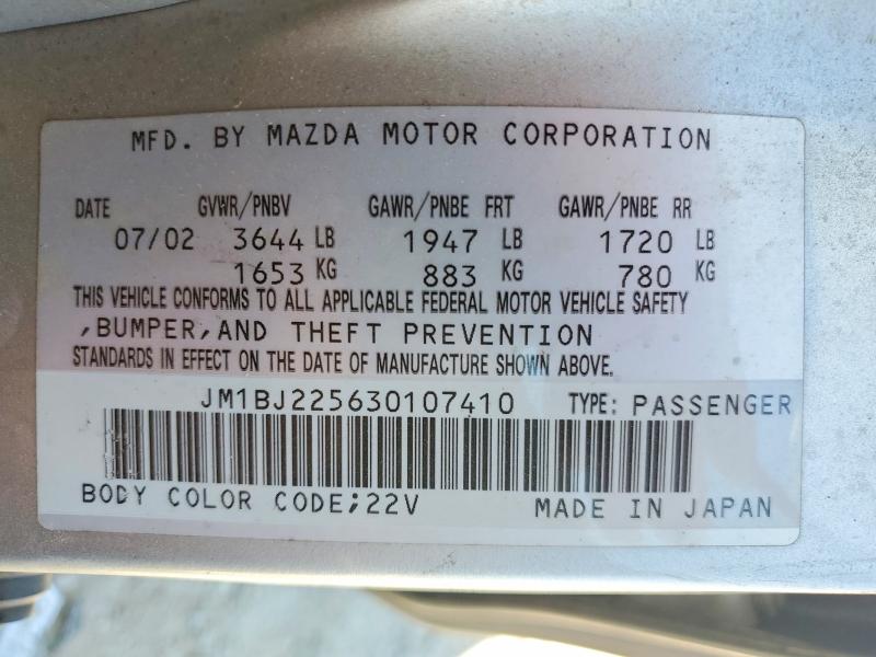 Продаж на аукціоні авто 2003 Mazda Protege, vin: JM1BJ225630107410, номер лоту: 49293076