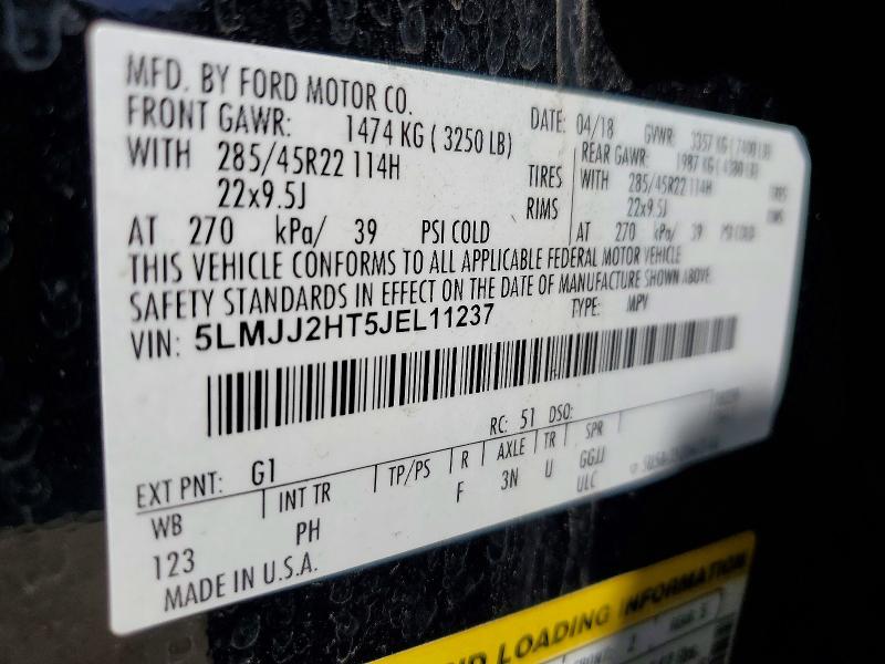 2018 Lincoln Navigator მანქანა იყიდება აუქციონზე, vin: 5LMJJ2HT5JEL11237, აუქციონის ნომერი: 48107666
