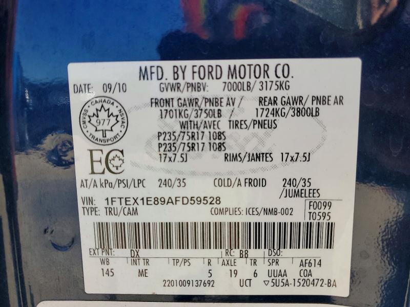 48915246 :رقم المزاد ، 1FTEX1E89AFD59528 vin ، 2010 Ford F150 مزاد بيع