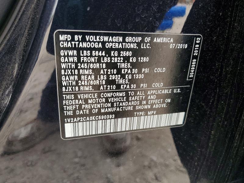 Aukcja sprzedaży 2019 Volkswagen Atlas, vin: 1V2AP2CA0KC590393, numer aukcji: 51908136
