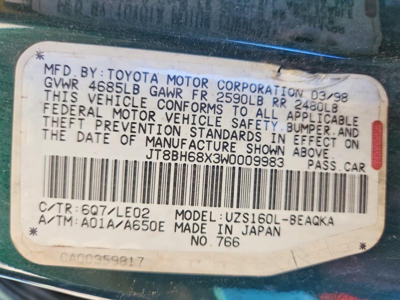 Aukcja sprzedaży 1998 Lexus Gs, vin: JT8BH68X3W0009983, numer aukcji: 49803206