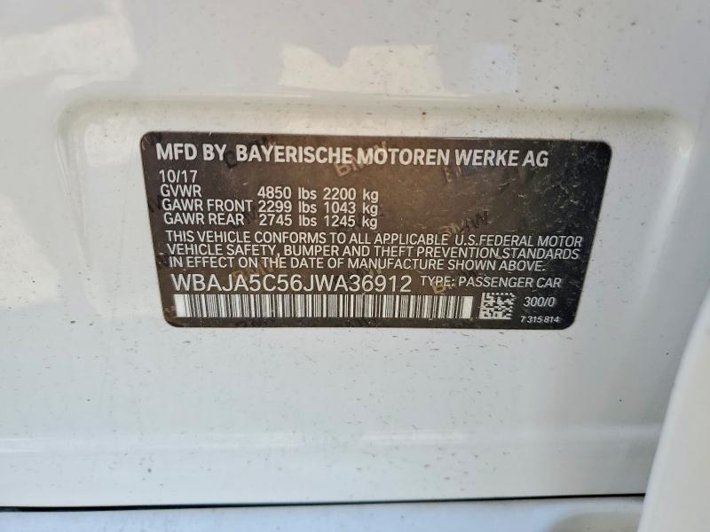 Продаж на аукціоні авто 2018 Bmw 530, vin: WBAJA5C56JWA36912, номер лоту: 51211536