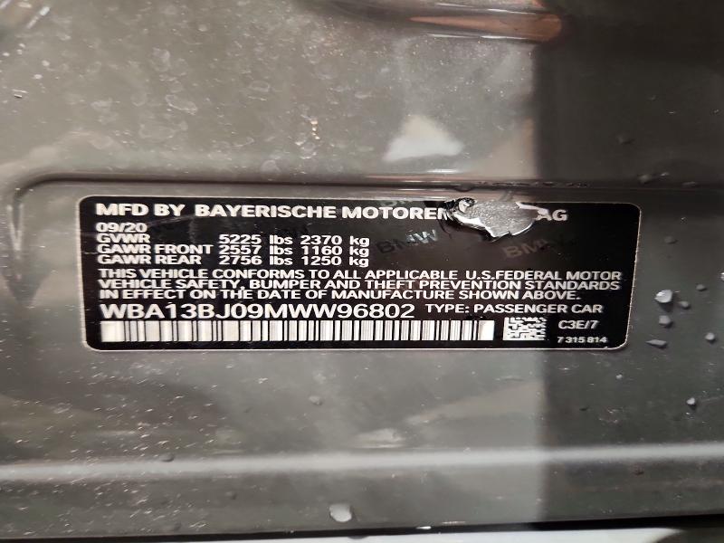 Aukcja sprzedaży 2021 Bmw 530, vin: WBA13BJ09MWW96802, numer aukcji: 49682926