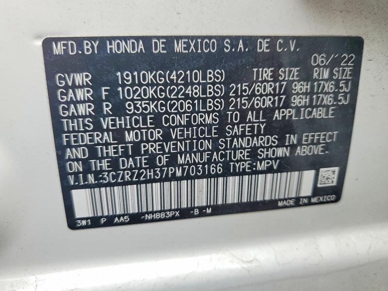 Продажа на аукционе авто 2023 Honda Hr-v, vin: 3CZRZ2H37PM703166, номер лота: 51321526